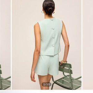 Commense Light Green High Waist Women's 2 Peice Shorts Set